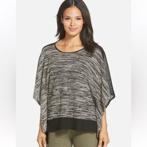 Eileen Fisher Organic Linen Twist Knit Raglan Box Sweater Poncho